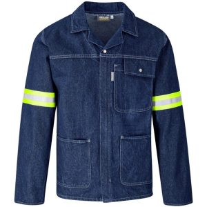 Cast Premium 100% Cotton Denim Jacket - Reflective Arms & Back - Yellow Tape